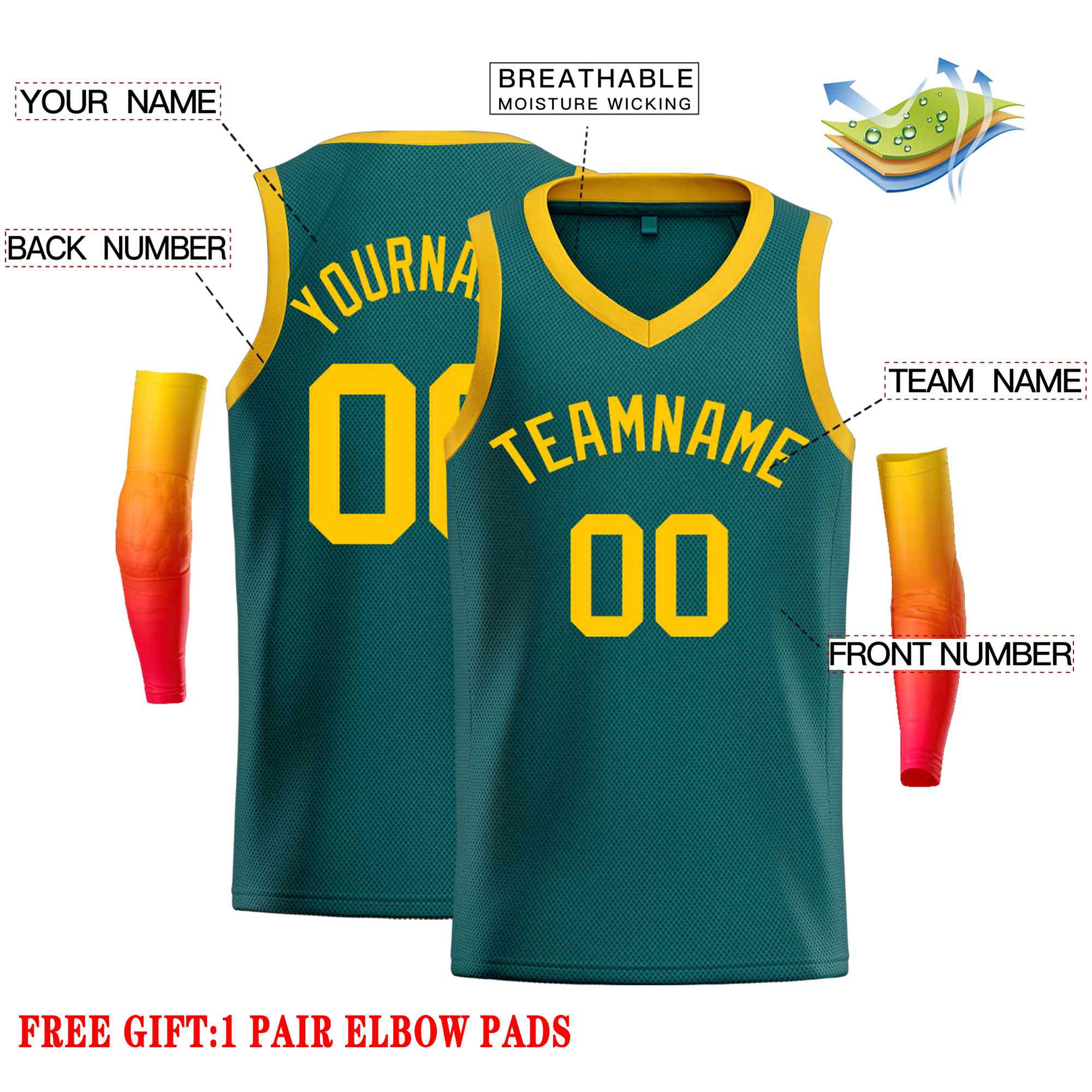 Custom Aqua Yellow-Classic Tops Men Casual Basketball Jersey