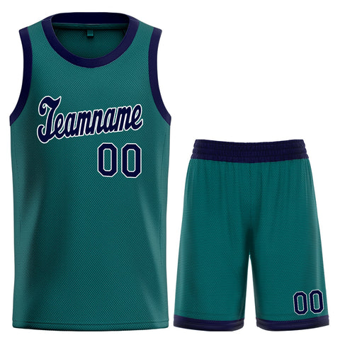 Custom Green Navy Classic Sets Basketball Jersey