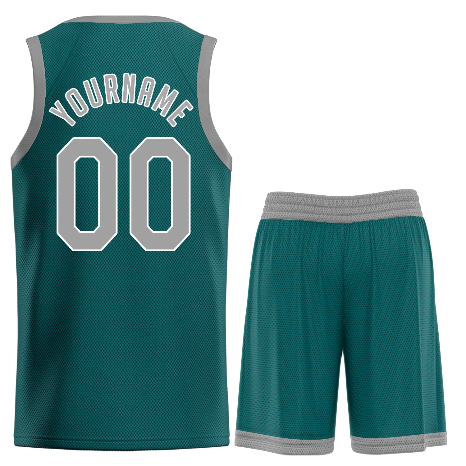 Custom Teal Gray-White Classic Tops Breathable Basketball Jersey