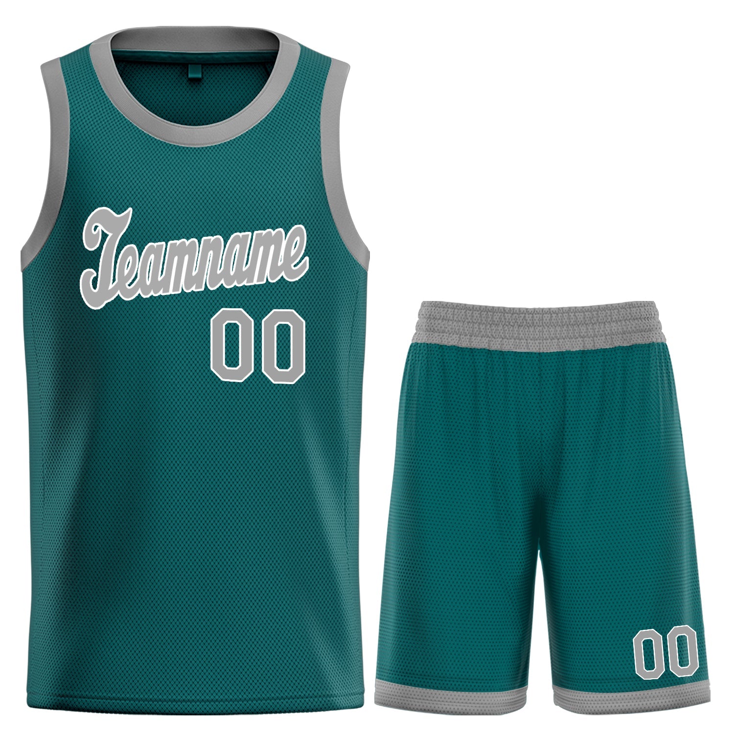 Custom Teal Gray-White Classic Tops Breathable Basketball Jersey