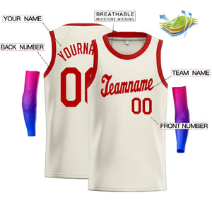 Custom Cream Red Classic Tops Fashion Sportwear Basketball Jersey