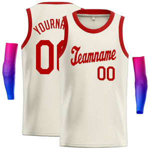 Custom Cream Red Classic Tops Fashion Sportwear Basketball Jersey