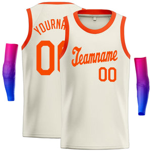 Custom Cream Orange Classic Tops Athletic Casual Basketball Jersey