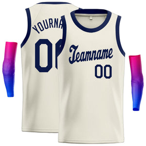 Maillot de basket-ball classique pour hommes/garçon, crème personnalisée, bleu marine