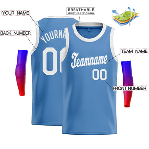 Custom Light Blue White-Gray Classic Tops Men Casual Basketball Jersey