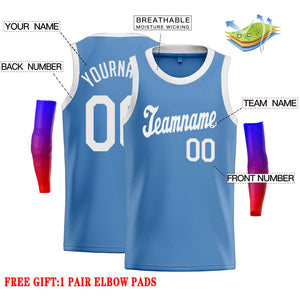 Custom Light Blue White Classic Tops Casual Basketball Jersey