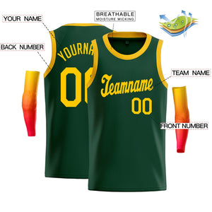 Maillot de basket-ball respirant en tête classique jaune vert personnalisé