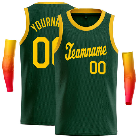 Custom Green Yellow Classic Tops Breathable Basketball Jersey