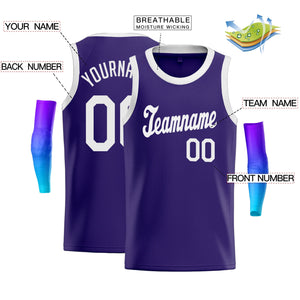 Maillot de basket-ball décontracté, personnalisé, violet, blanc et gris, hauts classiques athlétiques