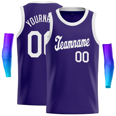 Custom Purple White-Grey Classic Tops Athletic Casual Basketball Jersey