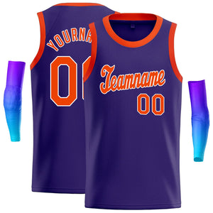 Custom Purple Orange-White Classic Tops Athletic Basketball Jersey