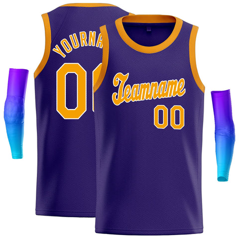 Custom Purple Yellow Classic Tops Men Athletic Basketball Jersey