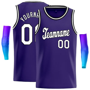 Personnalisé violet noir-blanc gris classique hauts hommes maillot de basket-ball décontracté