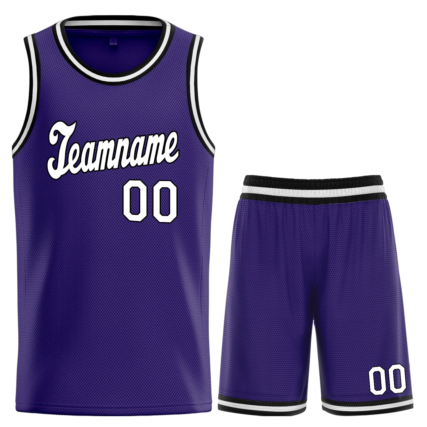 Maillot de basket-ball de sport personnalisé violet blanc-noir, ensembles classiques