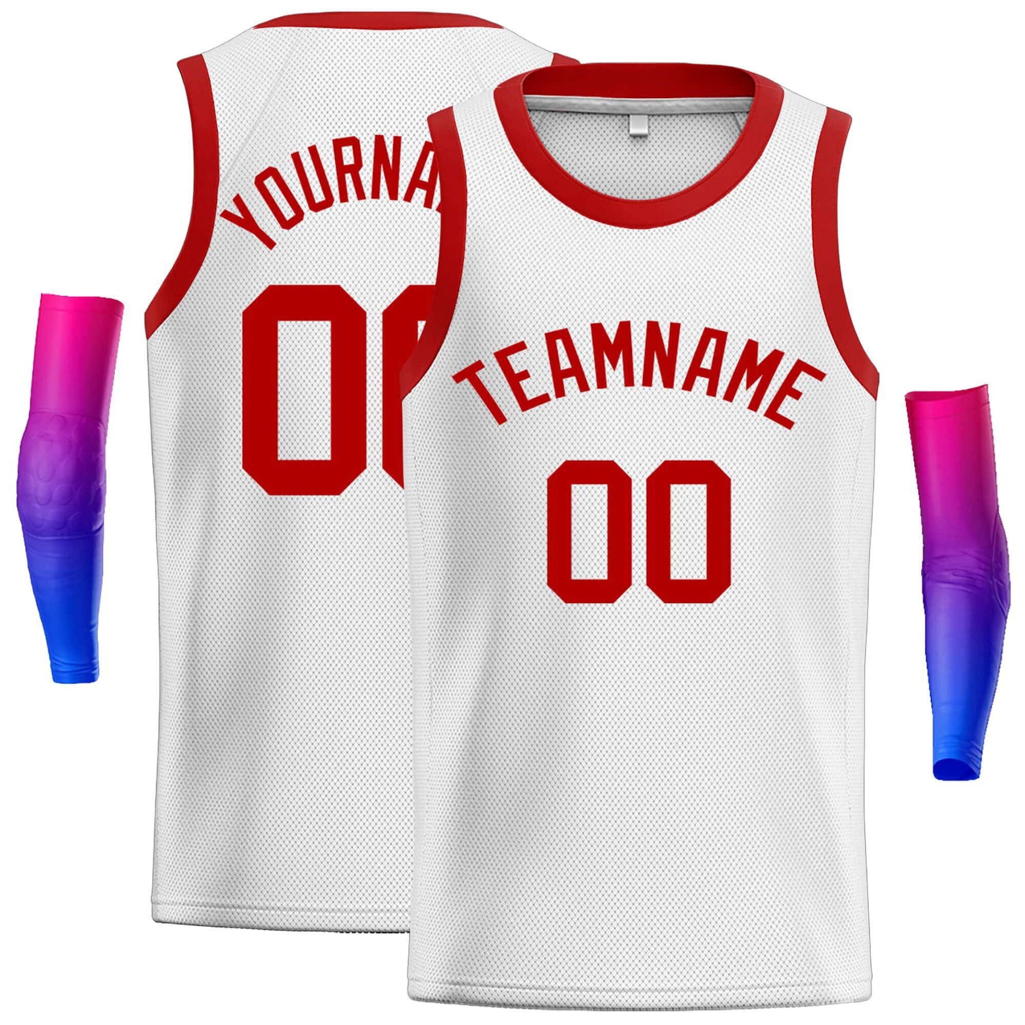 Maillot de basket-ball décontracté pour hommes, haut classique rouge blanc personnalisé