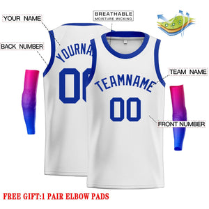 Custom White Royal Classic Tops Men Casual Basketball Jersey