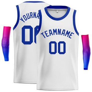 Custom White Royal Classic Tops Men Casual Basketball Jersey