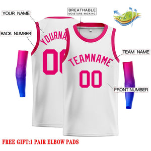 Custom White Pink Classic Tops Men Casual Basketball Jersey