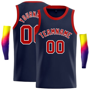 Custom Navy Red-White Classic Tops Basketball Jersey