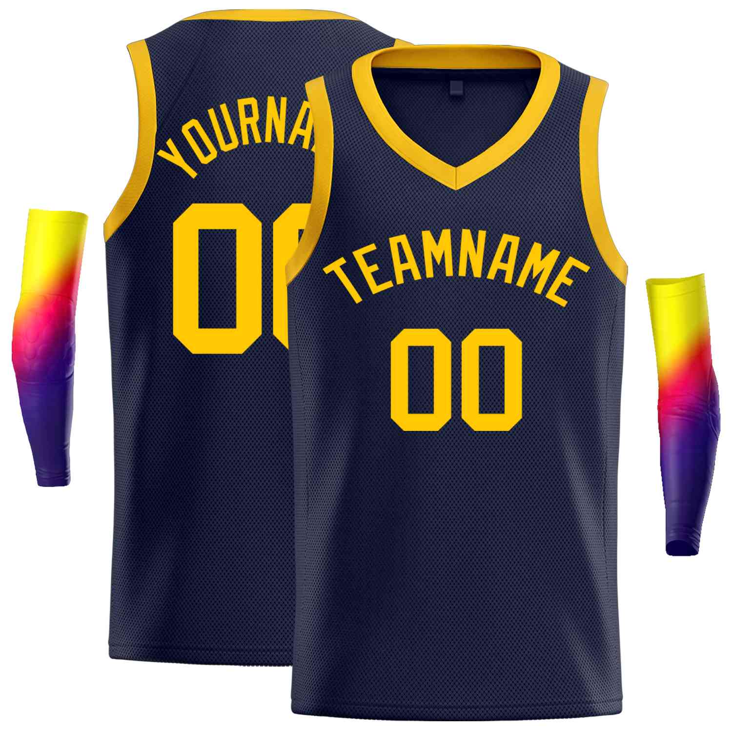 Custom Navy Yellow-Classic Tops Men Casual Basketball Jersey