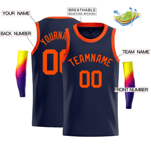 Custom Navy Orange Classic Tops Men/Kids Basketball Jersey