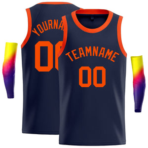 Custom Navy Orange Classic Tops Men/Kids Basketball Jersey