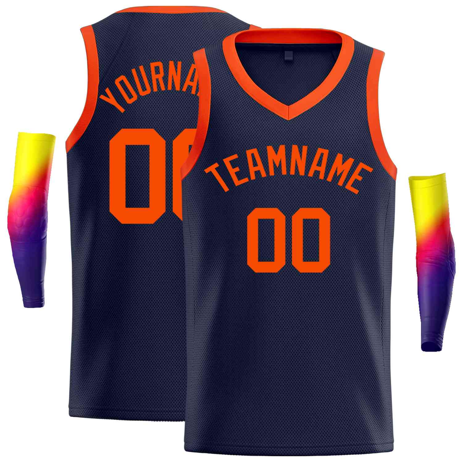 Custom Navy Orange-Classic Tops Men Casual Basketball Jersey