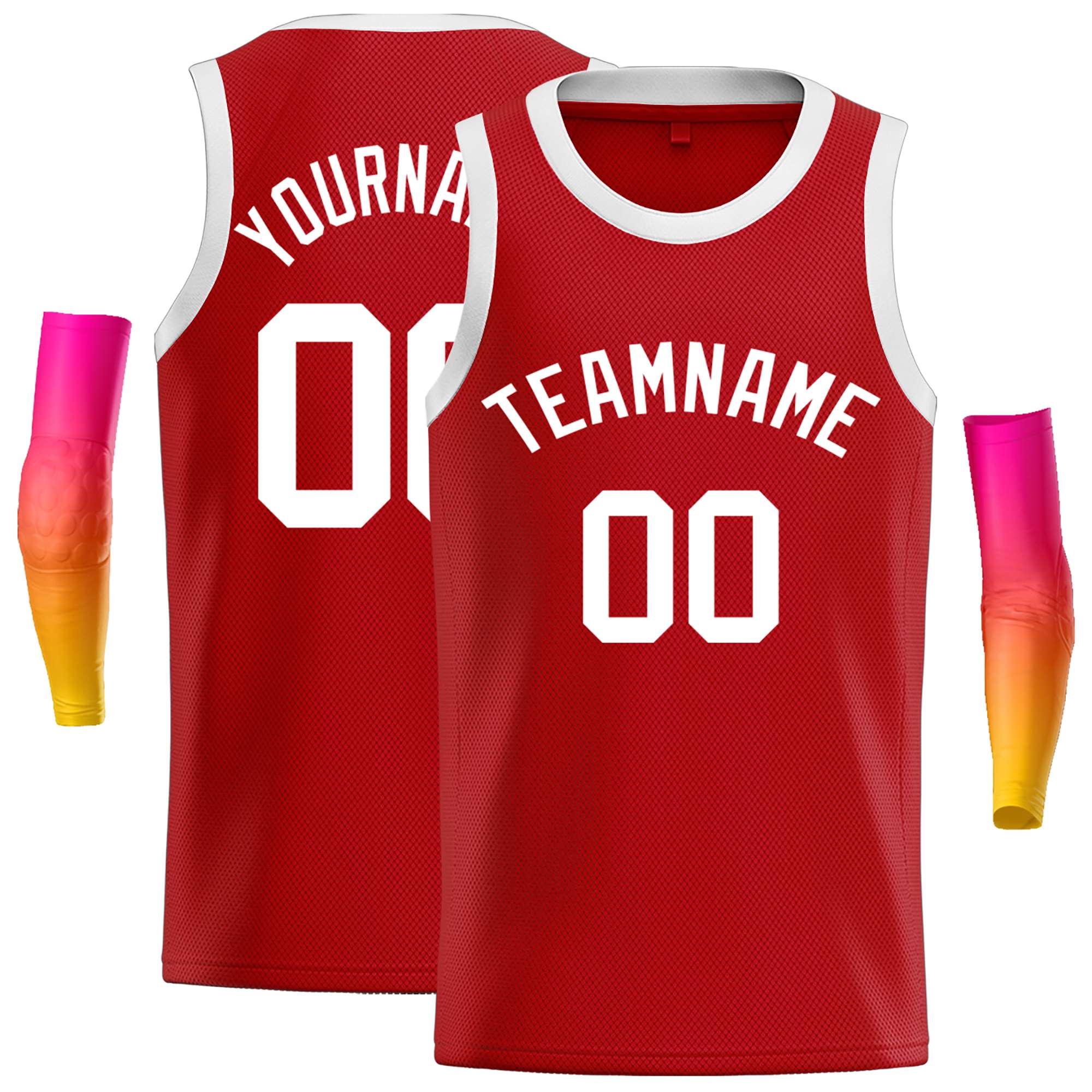 Maillot de basket-ball décontracté, haut classique rouge et blanc personnalisé