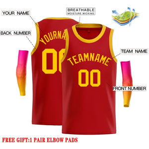 Custom Red Yellow Classic Tops Casual Basketball Jersey