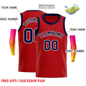 Custom Red Navy-White Classic Tops Casual Basketball Jersey