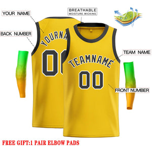 Custom Yellow Black-White Classic Tops Casual Basketball Jersey