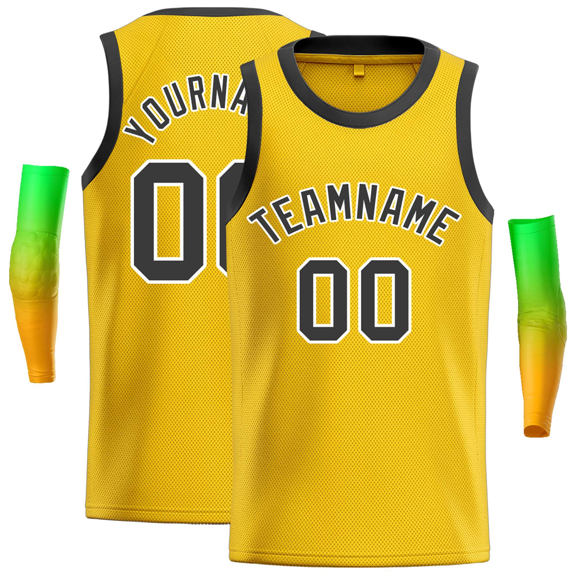 Maillot de basket-ball décontracté, personnalisé, jaune, noir et blanc, hauts classiques