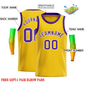 Custom Yellow Purple-White Classic Tops Casual Basketball Jersey