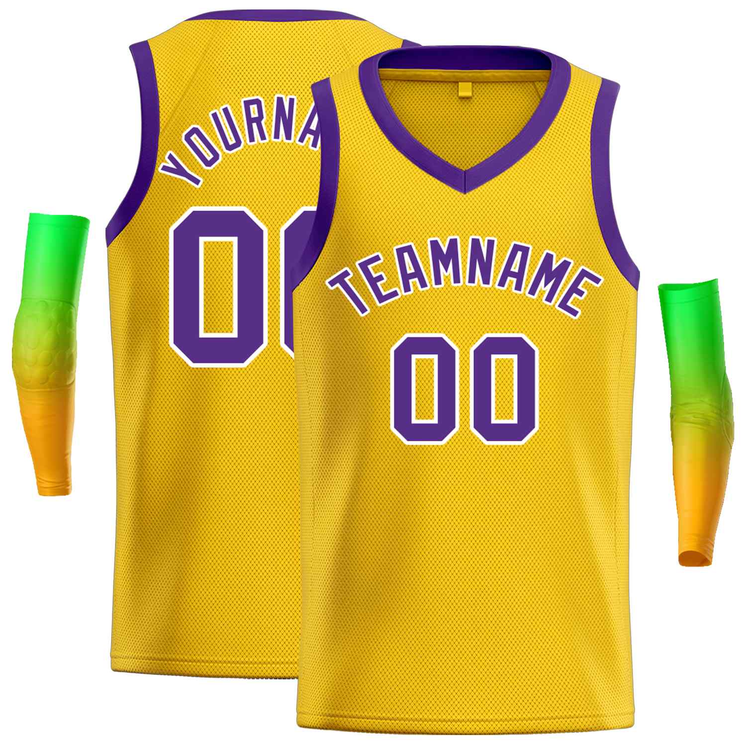 Maillot de basket-ball décontracté pour hommes, haut classique jaune violet-blanc personnalisé