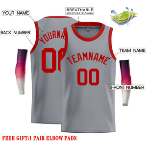 Custom Dark Gray Red Classic Tops Casual Basketball Jersey