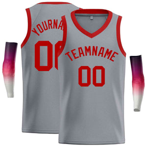 Custom Dark Gray Red-Classic Tops Men Casual Basketball Jersey