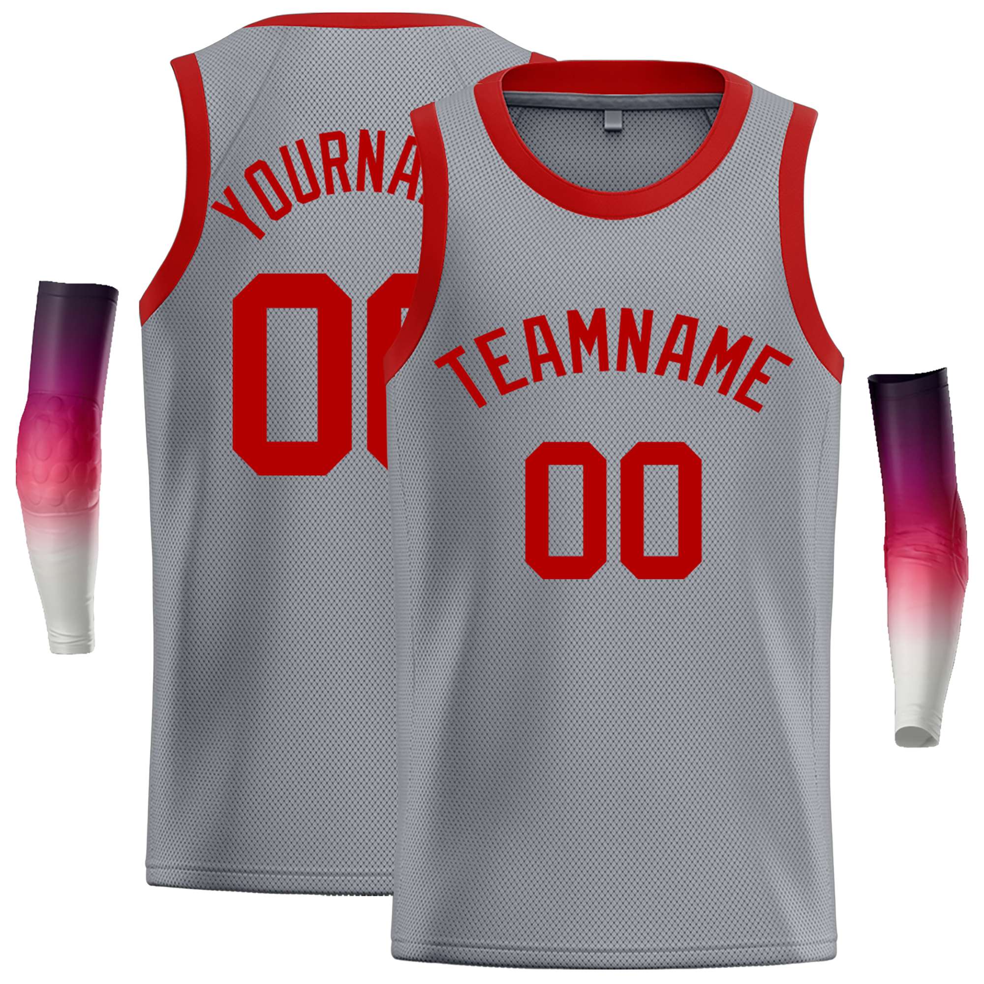 Maillot de basket-ball décontracté, haut classique rouge gris foncé personnalisé