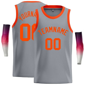 Custom Dark Gray Orange Classic Tops Casual Basketball Jersey