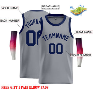 Custom Dark Gray Navy Classic Tops Casual Basketball Jersey