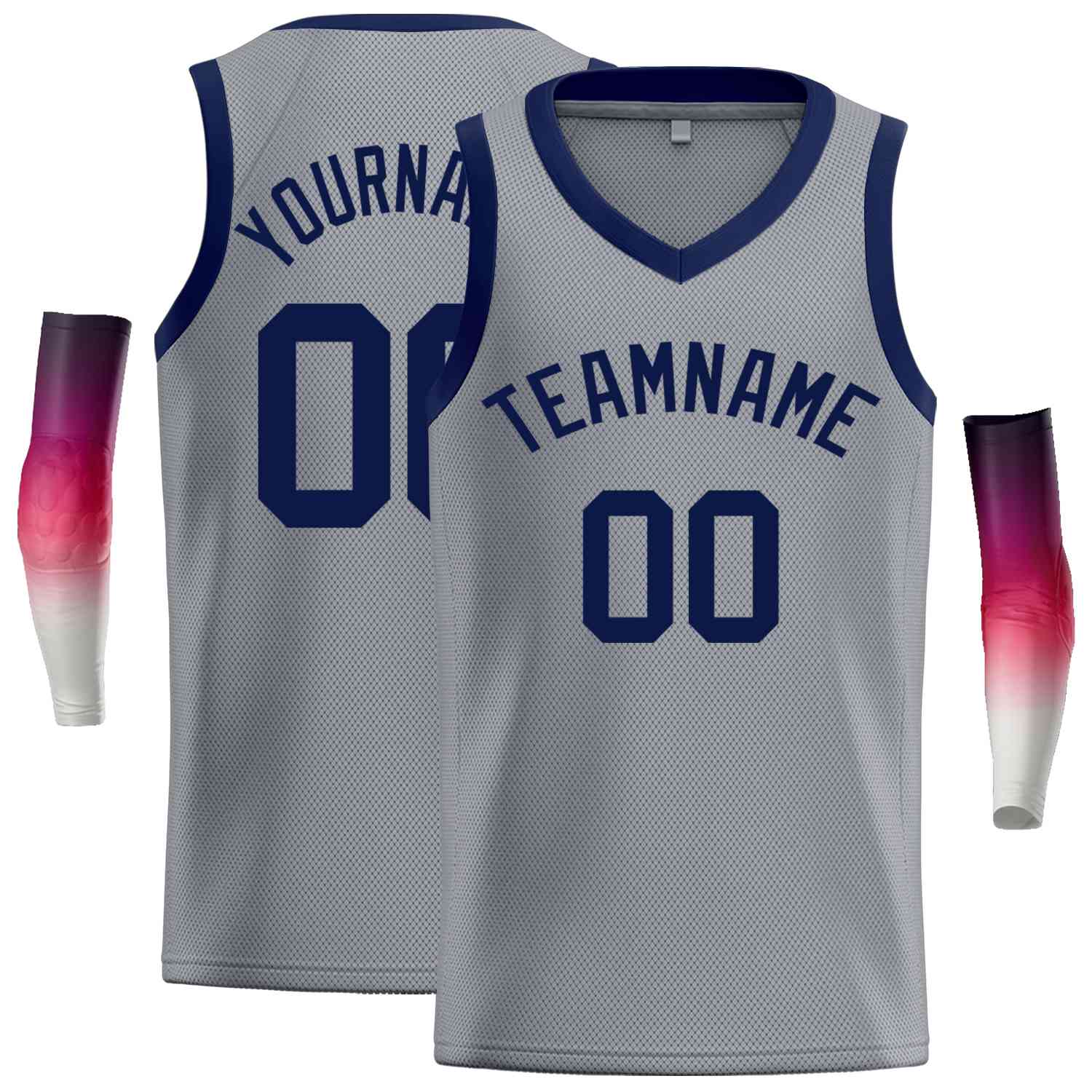 Maillot de basket-ball décontracté pour hommes, haut classique gris foncé personnalisé, marine