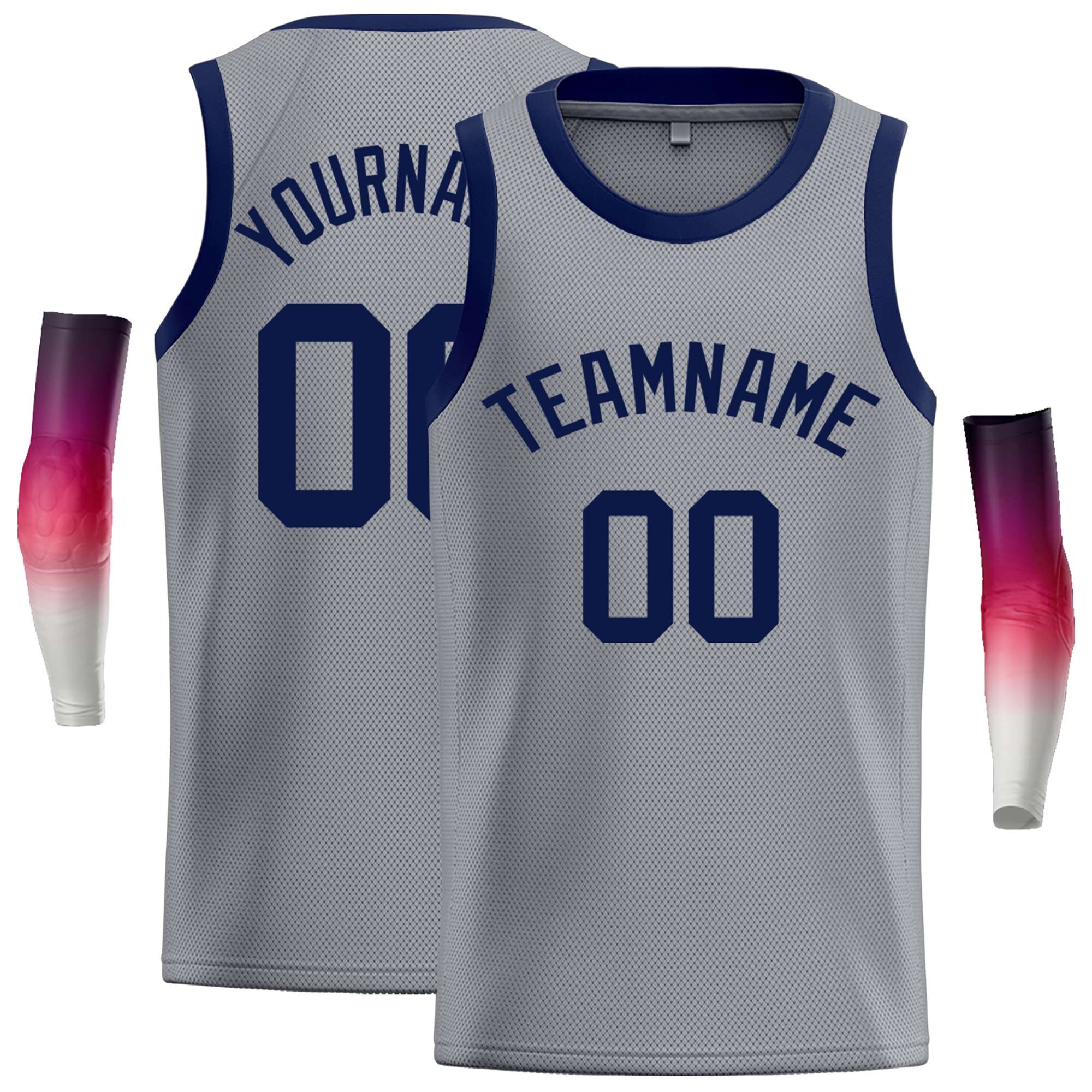 Maillot de basket-ball décontracté, personnalisé, gris foncé, marine, hauts classiques, décontracté