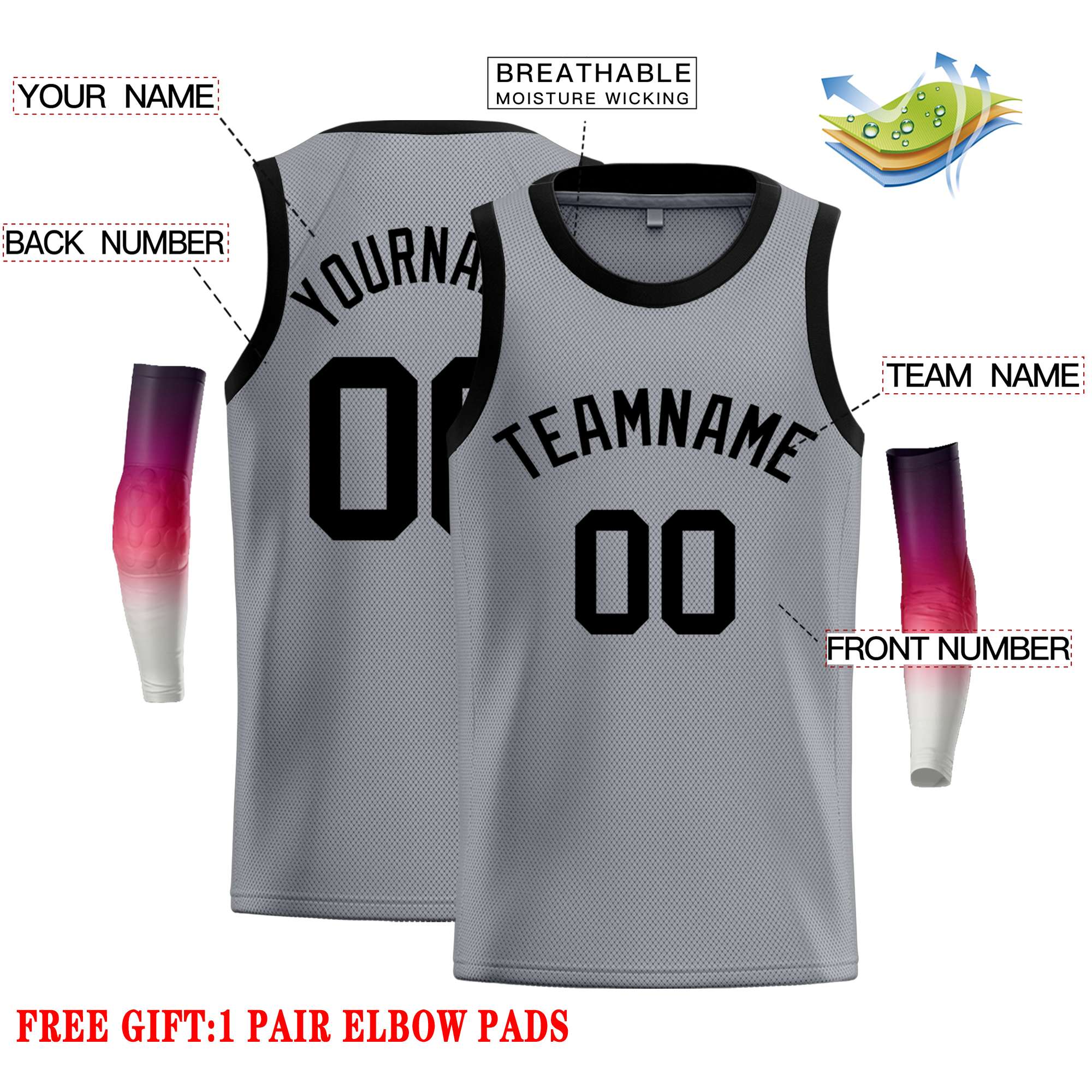 Custom Dark Gray Black Classic Tops Casual Basketball Jersey