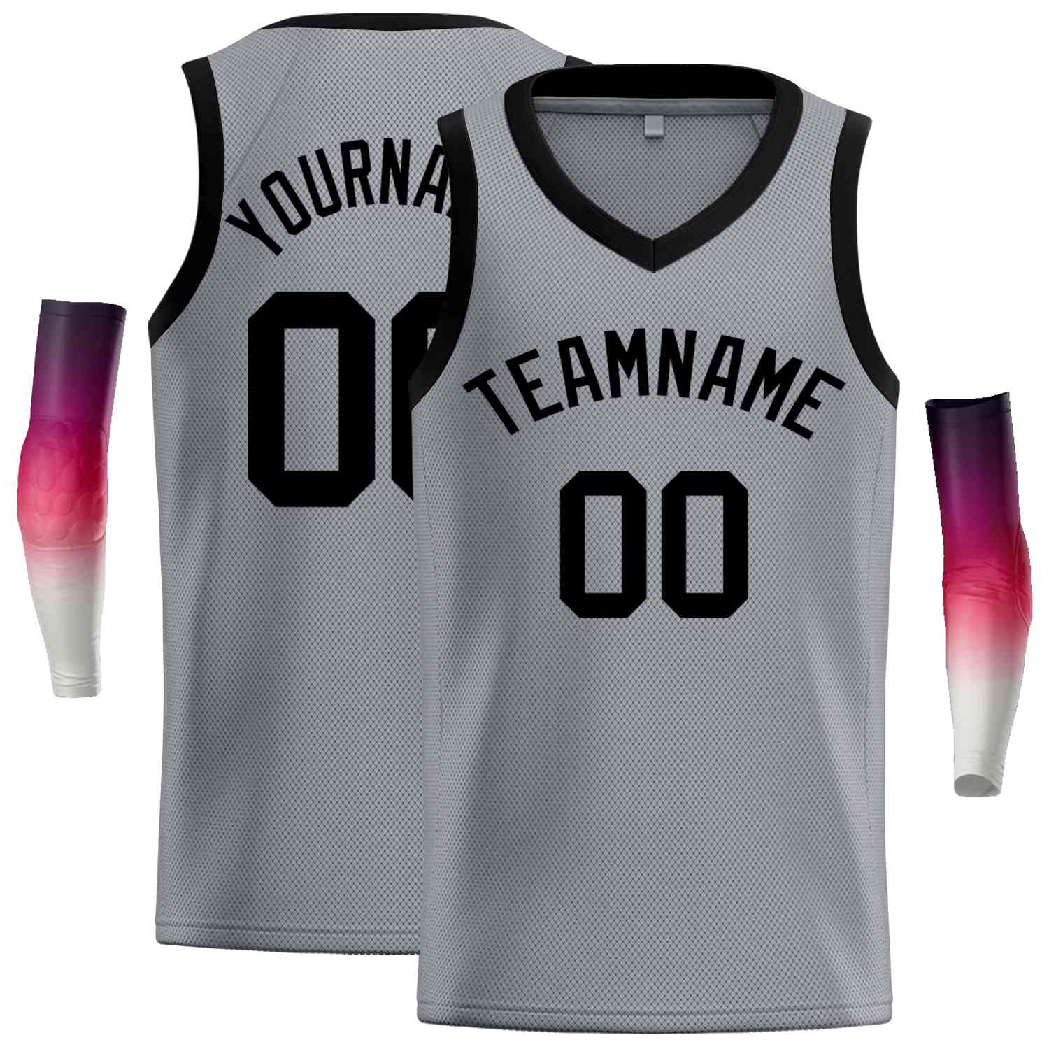 Maillot de basket-ball décontracté pour hommes, haut classique noir gris foncé personnalisé