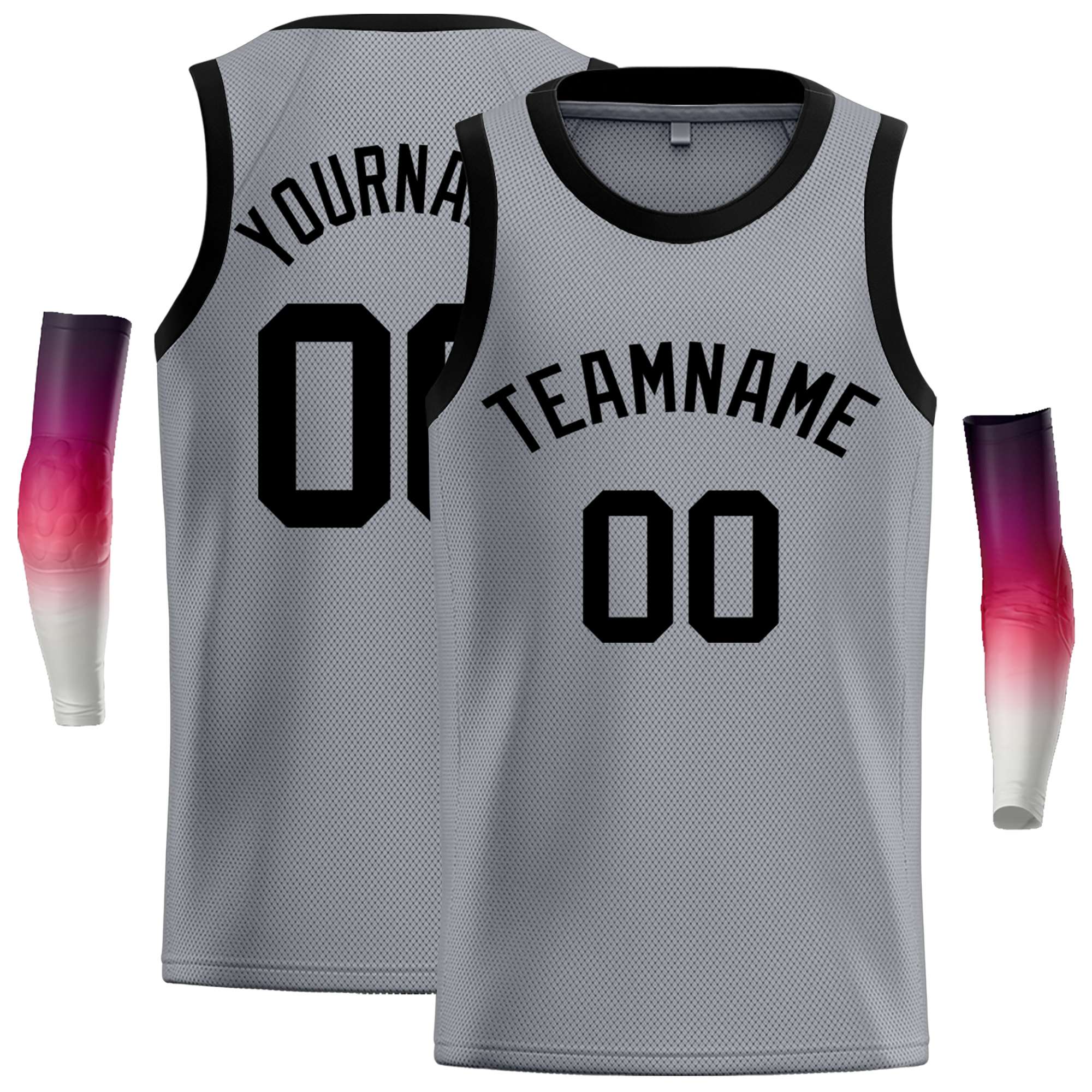 Maillot de basket-ball décontracté, haut classique noir gris foncé personnalisé