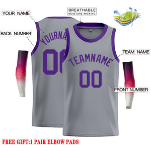 Custom Dark Gray Purple Classic Tops Casual Basketball Jersey