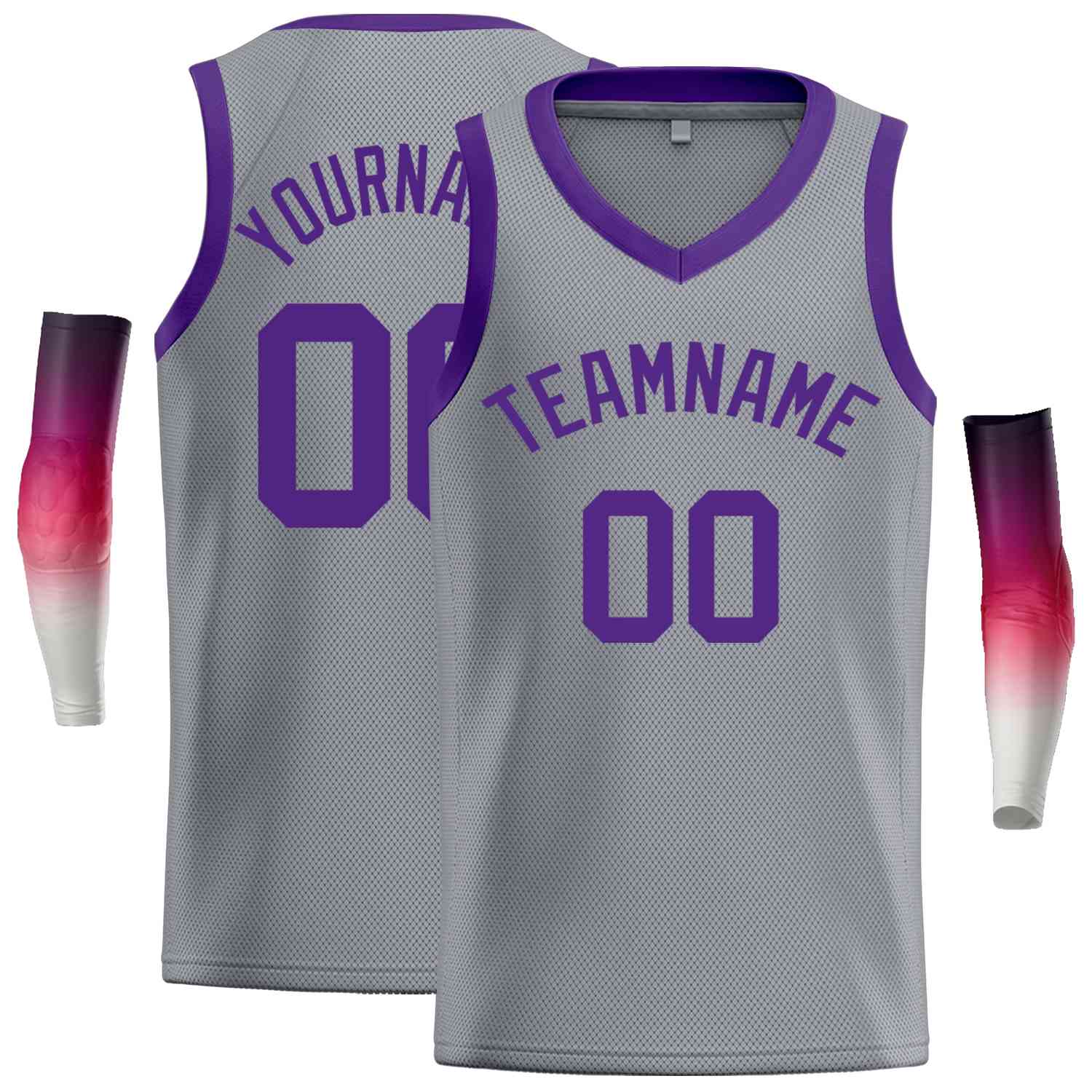 Personnalisé gris foncé violet-classique hauts hommes maillot de basket-ball décontracté