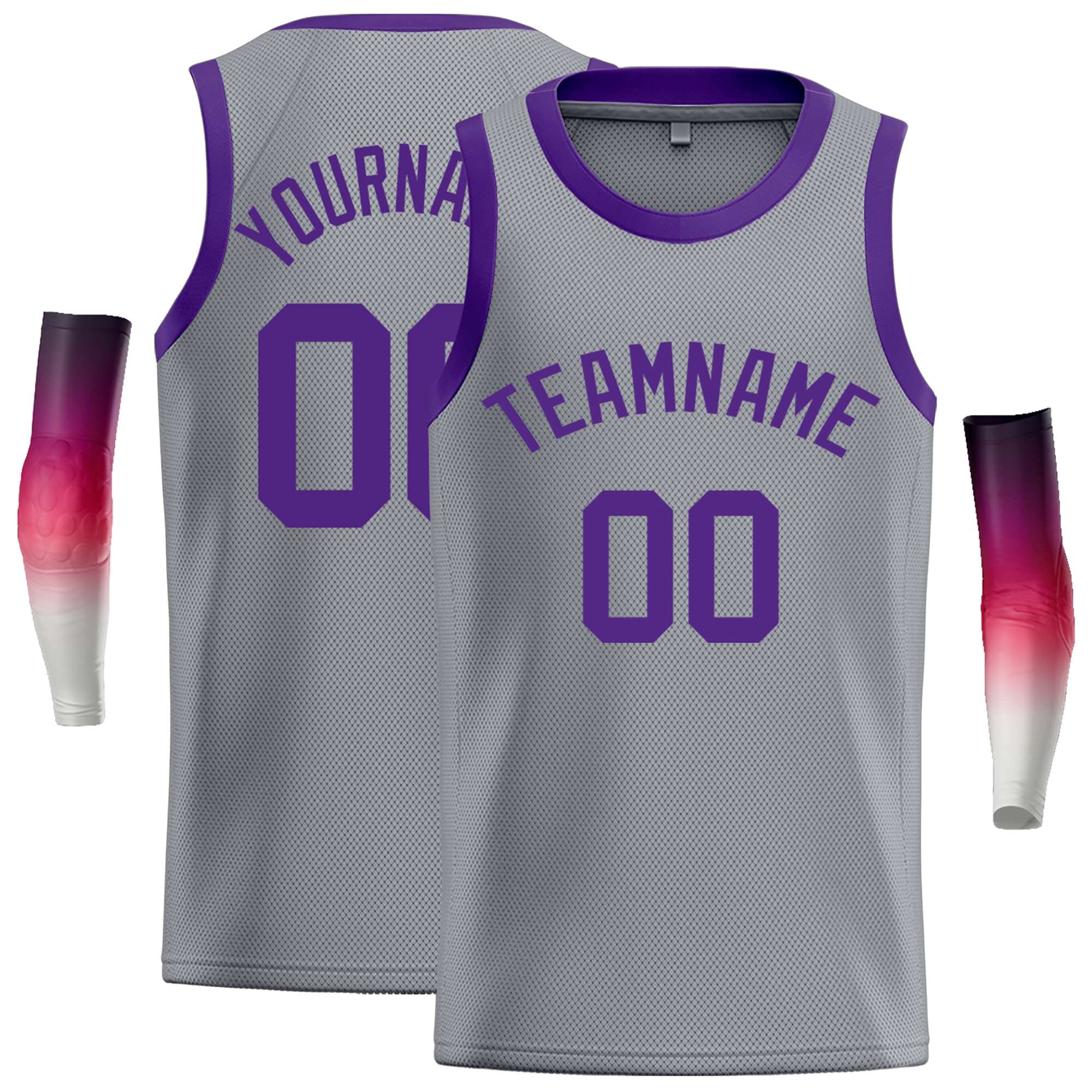 Maillot de basket-ball décontracté, haut classique violet gris foncé personnalisé