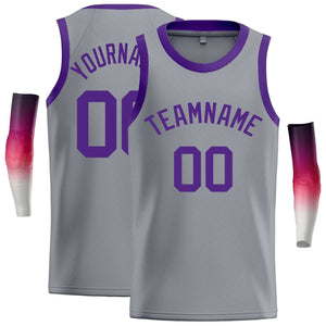 Custom Dark Gray Purple Classic Tops Casual Basketball Jersey