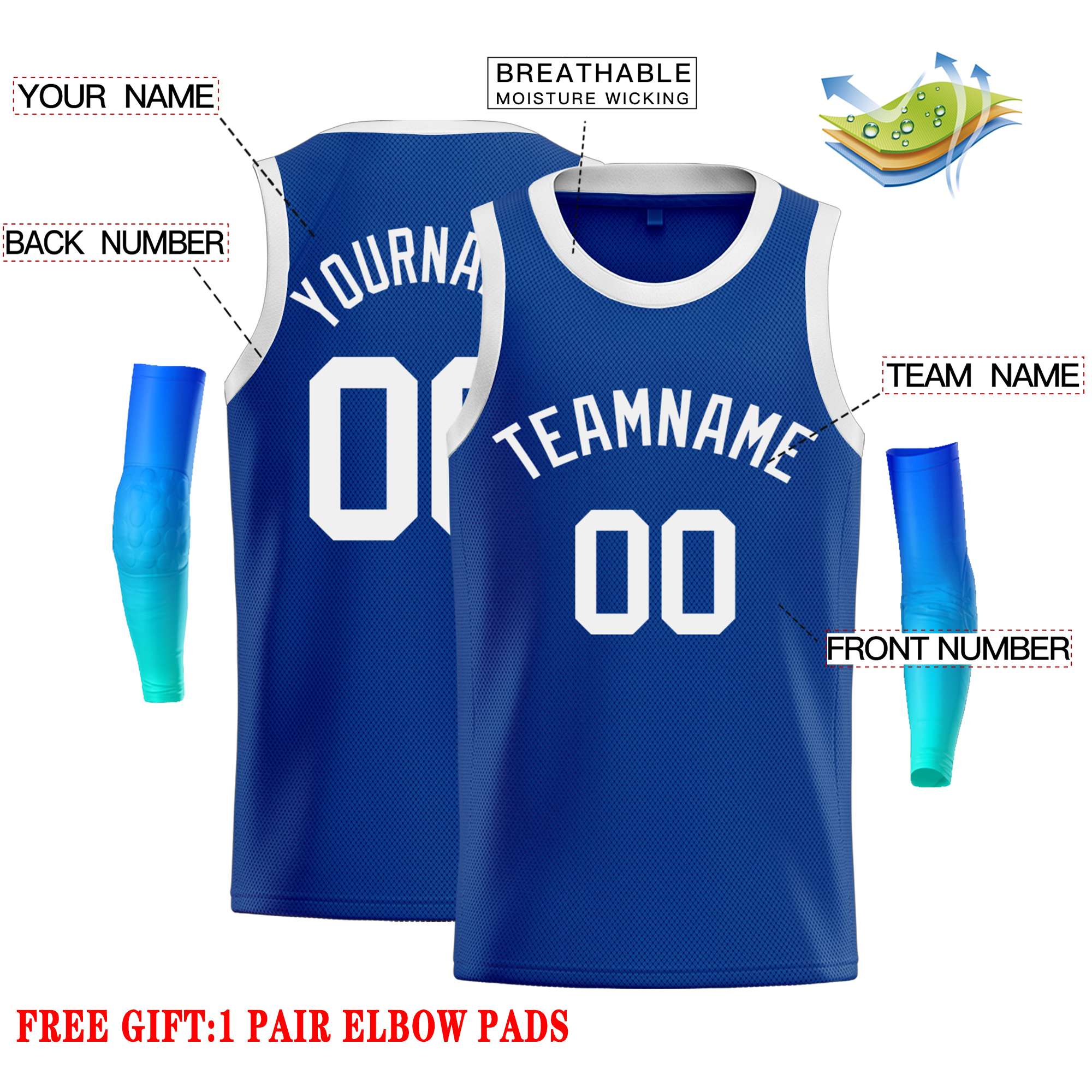 Custom Royal White Classic Tops Casual Basketball Jersey