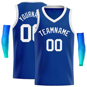 Maillot de basket-ball personnalisé Royal White-Classic Tops pour hommes, décontracté